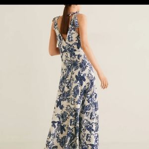 Floral print long dress - Blue & White